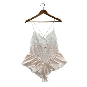 Vintage 1980s Undercover Wear Teddy Lingerie Lace Bodysuit Romper